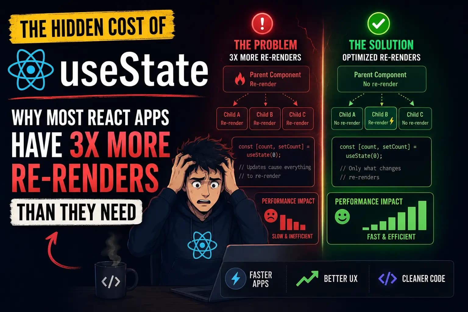 The Hidden Cost of useState Why Most React Apps Have 3x More Re-renders Than They Need