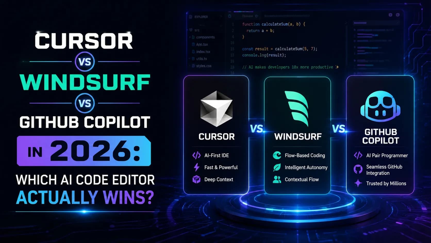 Cursor vs Windsurf vs GitHub Copilot in 2026: Which AI Code Editor Actually Wins?